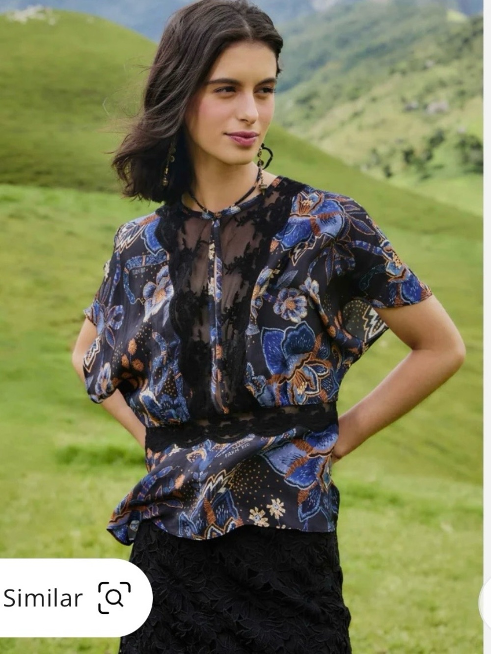 FARM Rio Snakes Bouquet blouse, worn once, Medium, excellent like-new condition